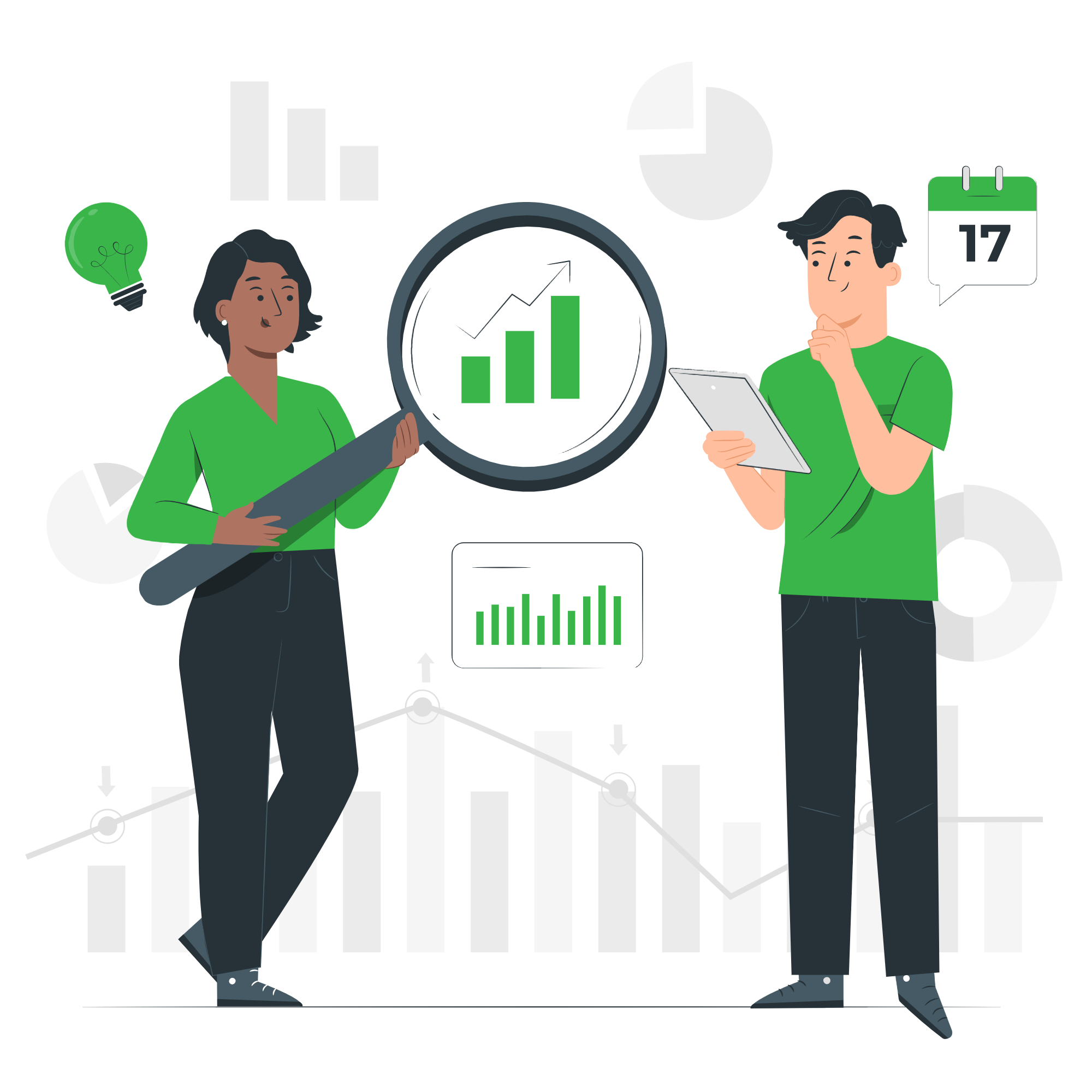 Illustration of clinicians monitoring patient health data