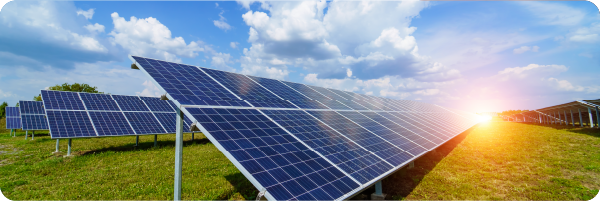 Solar panels on grass against a blue sunny sky representing that one of the things vitamin D does help maintain energy levels.