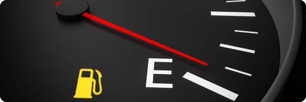 How get B12 as a vegan - an image of a car fuel level gauge / dial being almost at empty to illustrate depleted vitamin B12 stores.