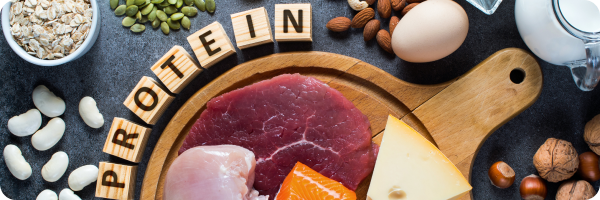 A variety of high protein foods.