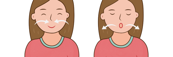 An illustration of a person inhaling and exhaling.